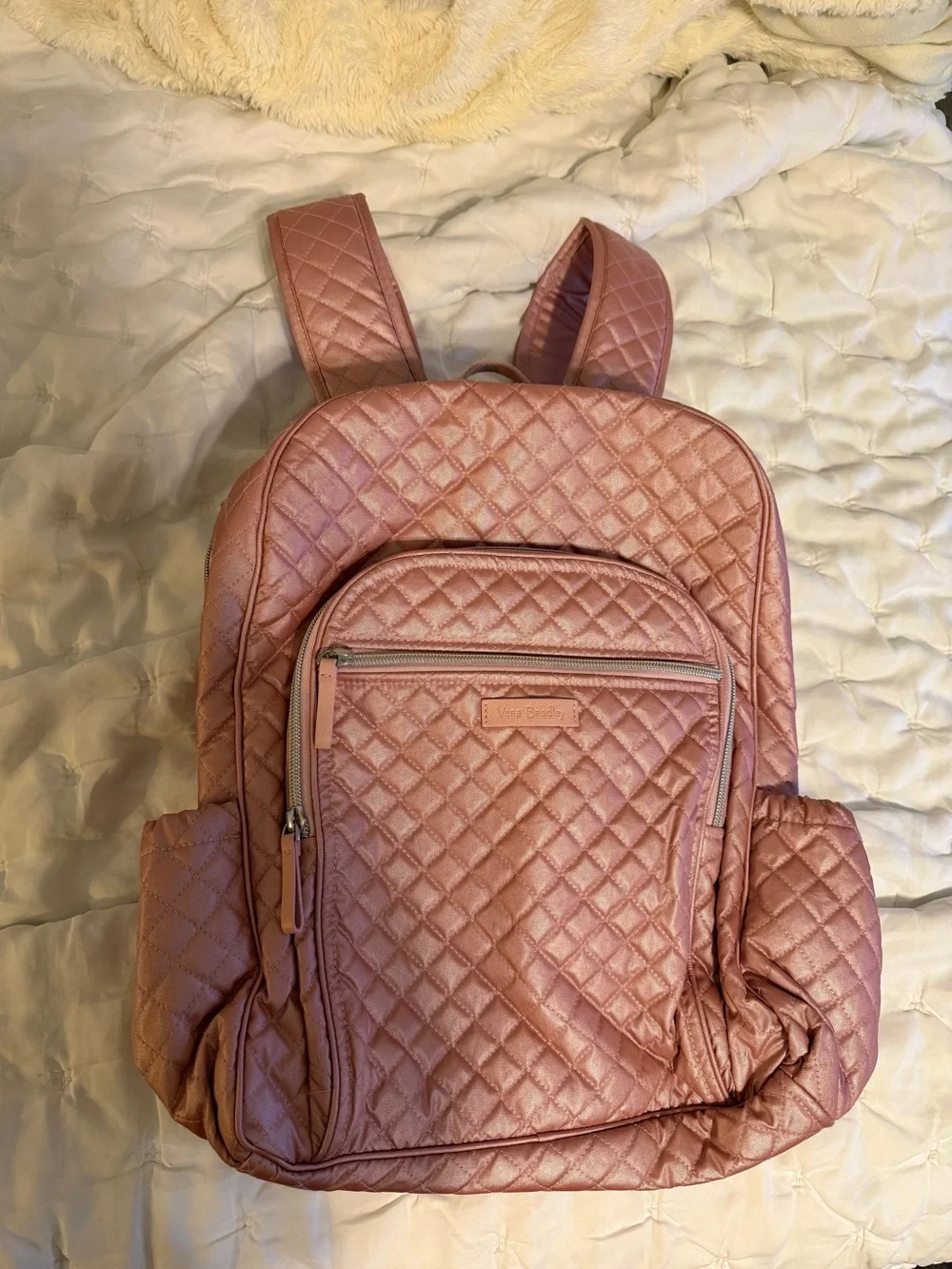 Vera Bradley Pink Quilted Metallic Backpack