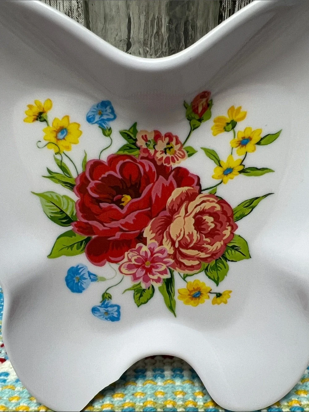 Pioneer Woman set of mini Dipping bowls and butterfly spoon rest-Sweet Rose