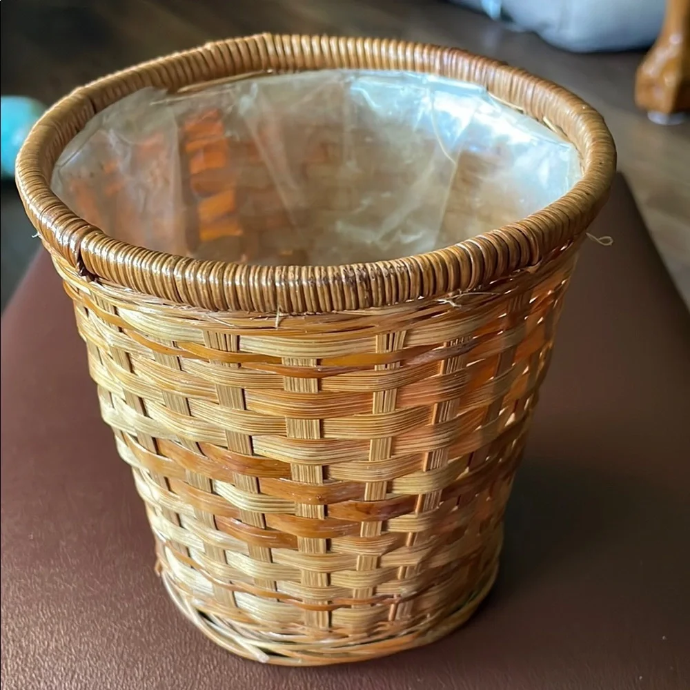 Woven Tan Basket with Liner for plants