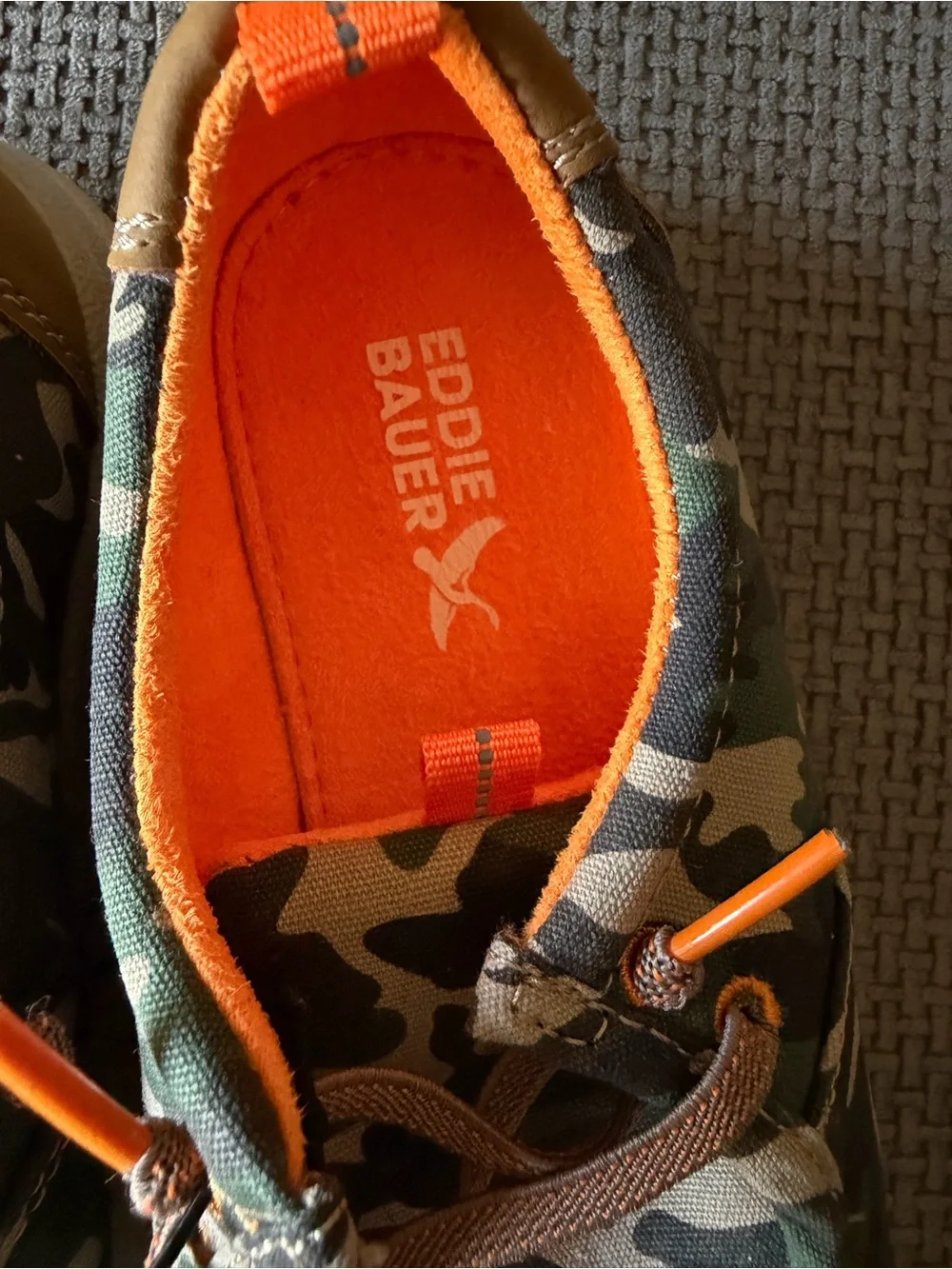 Eddie Bauer Boys Camouflage Canvas Slip-On Shoes Green Orange 13 Camo Kids