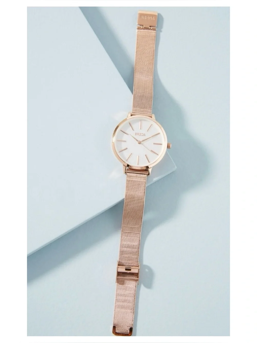 NWOT** Anthropologie BREDA Joule Mesh Watch in Rose Gold  **Needs Battery