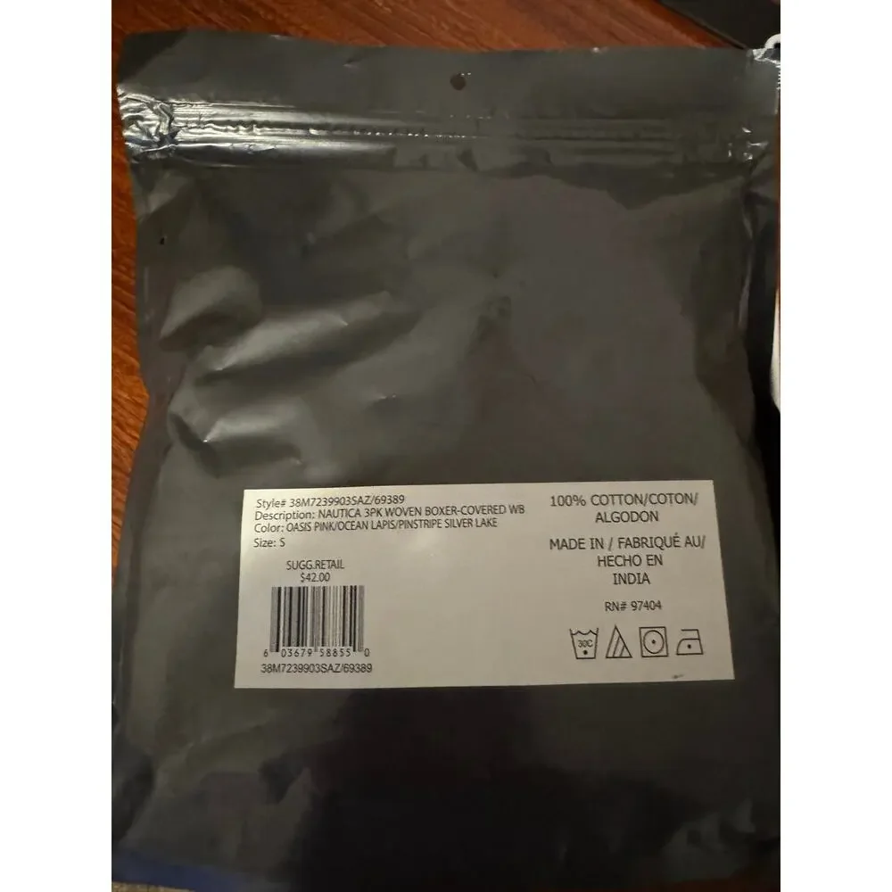 3 Pack Nautica Men's Classic Cotton Woven Boxer-Covered waistbands Small NIB