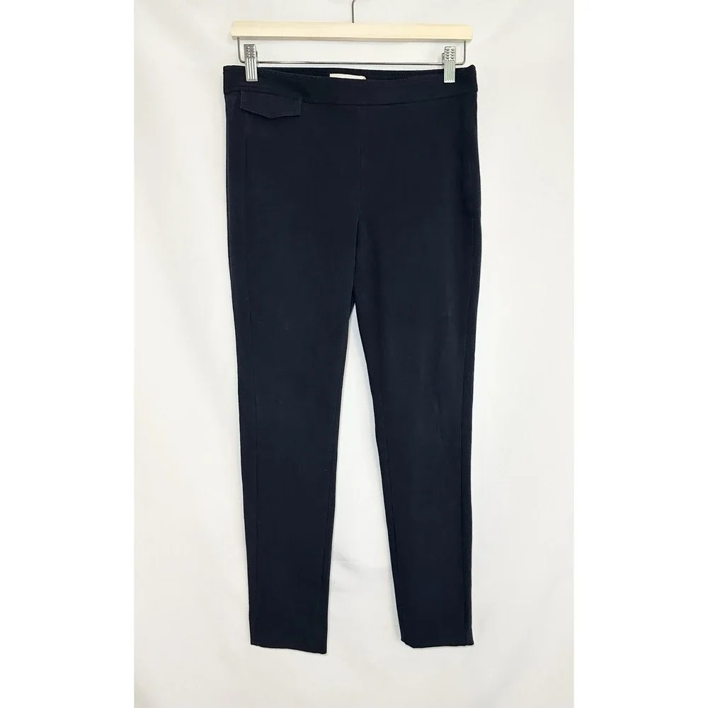 Tory Burch Women's 8 Navy Blue Ponte Skinny Pants‎ Side Zip Minimalist Luxe FLAW