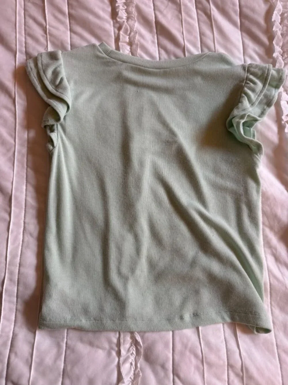 Old Navy Girls Large 10/12 Mint Green Short Sleeve Ruffle Blouse