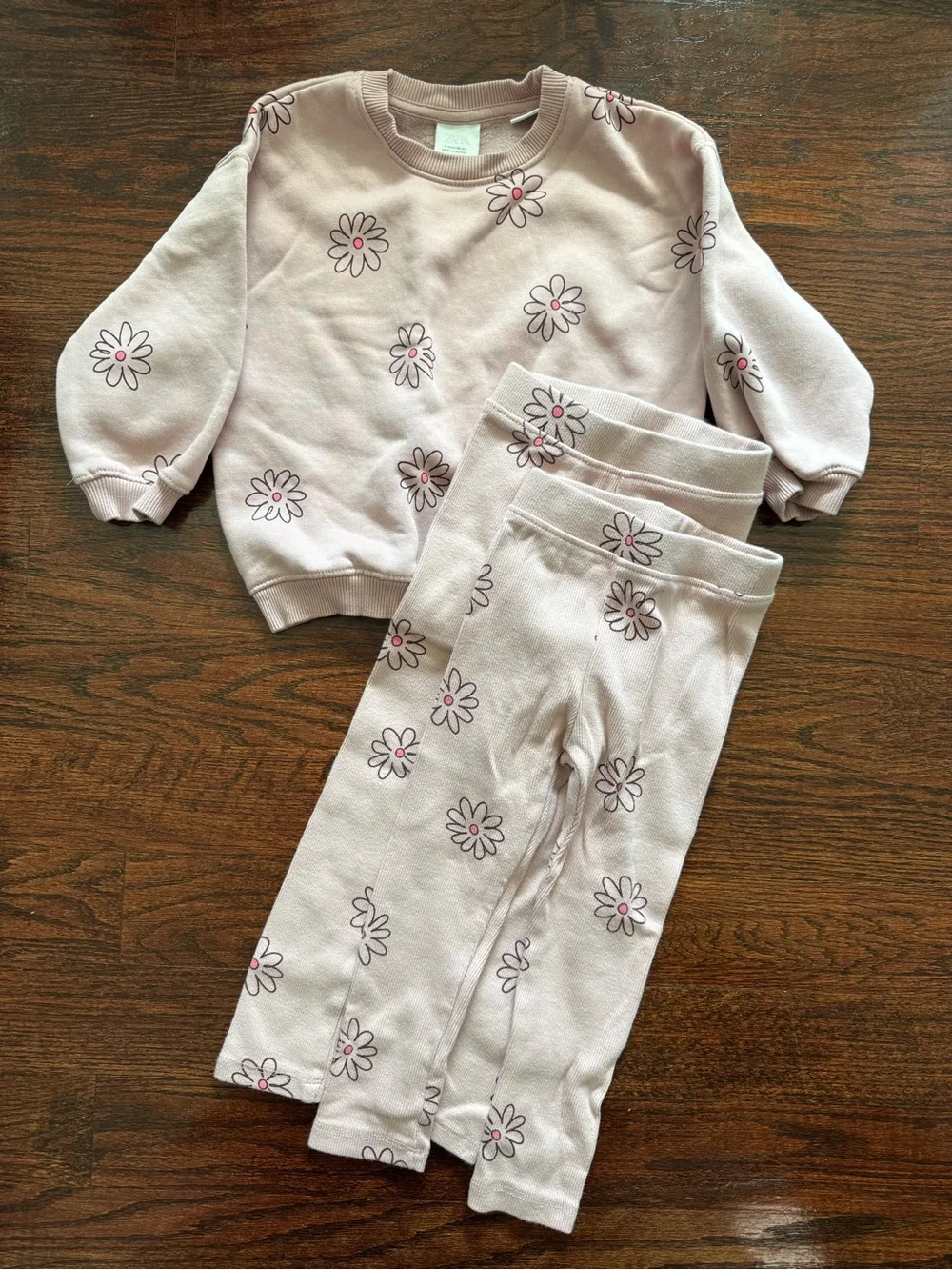 Zara Pink Daisy Sweatshirt and Leggings Set