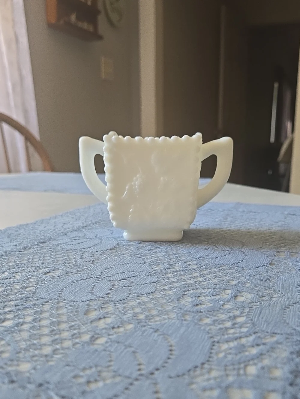 Westmoreland White Milk Glass Two-Handled Open Sugar Bowl