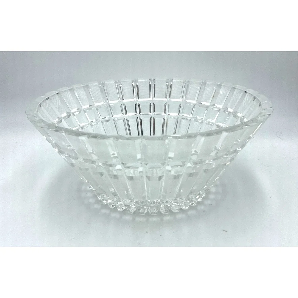 Vintage Art Deco Hand Cut 24% Lead Crystal‎ Bowl 11 in L 5.10 lbs USSR 1930's