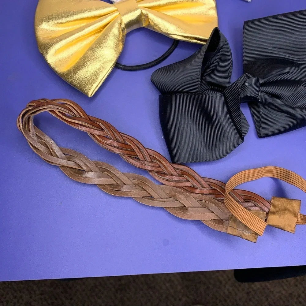 Lot Of 4 Hair Accessories Bows Headbands Gold Colorful Floral Faux Leather