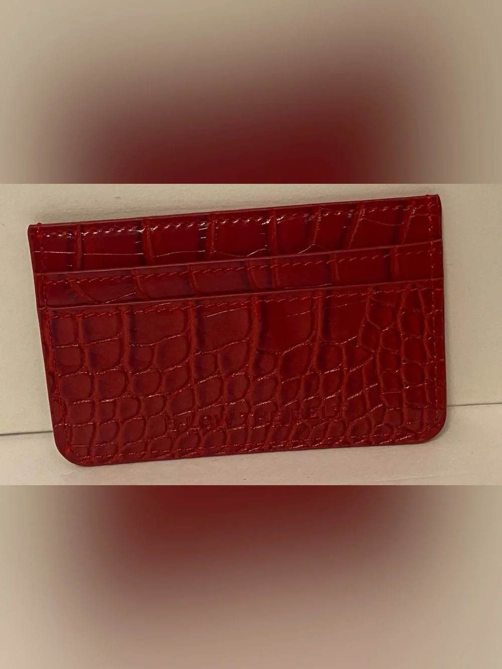 B-LOW THE BELT BRAND RED LEATHER CROCO LOOK CARD HOLDER ACCESSORY WALLET USA