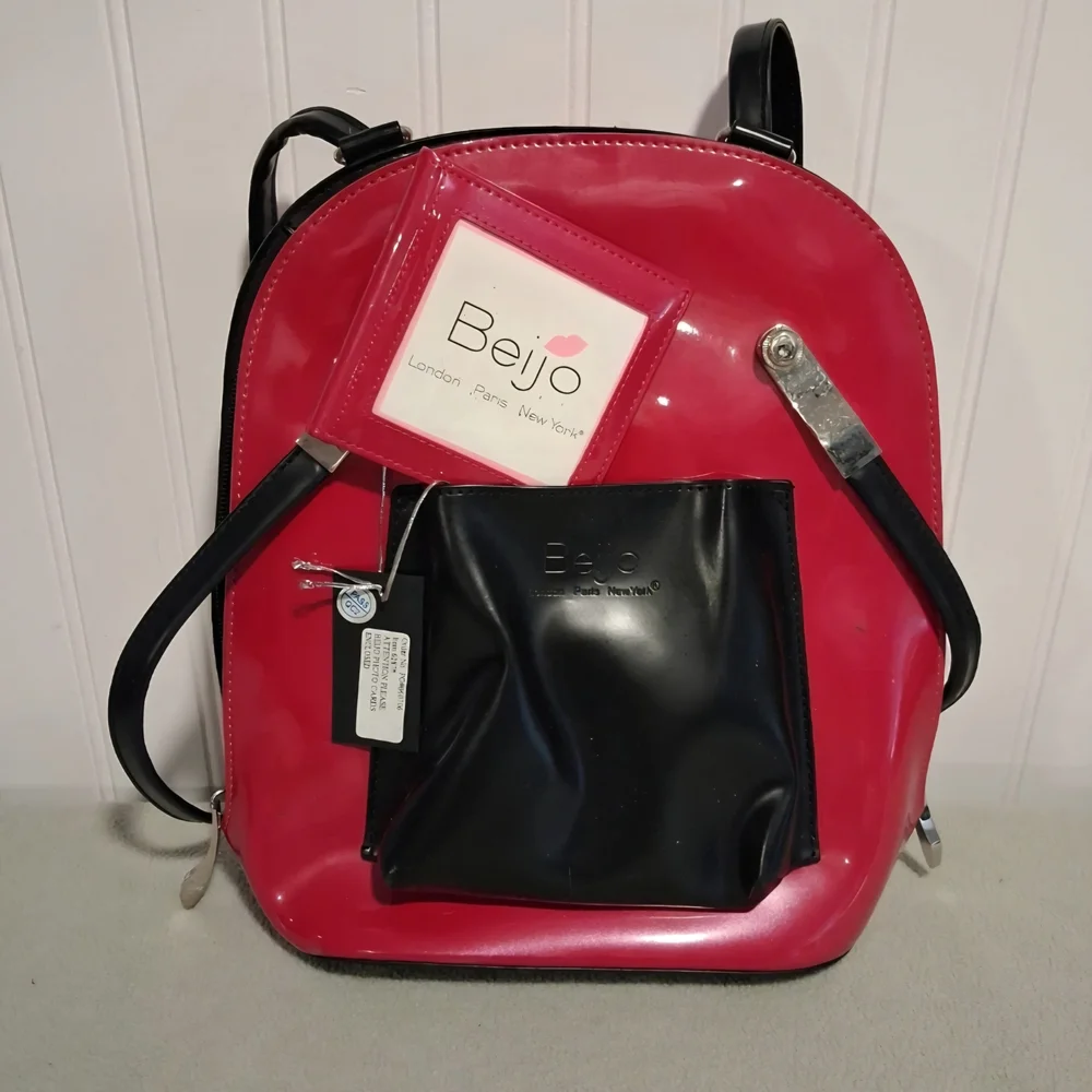Beijo Pink and Black Patent Backpack