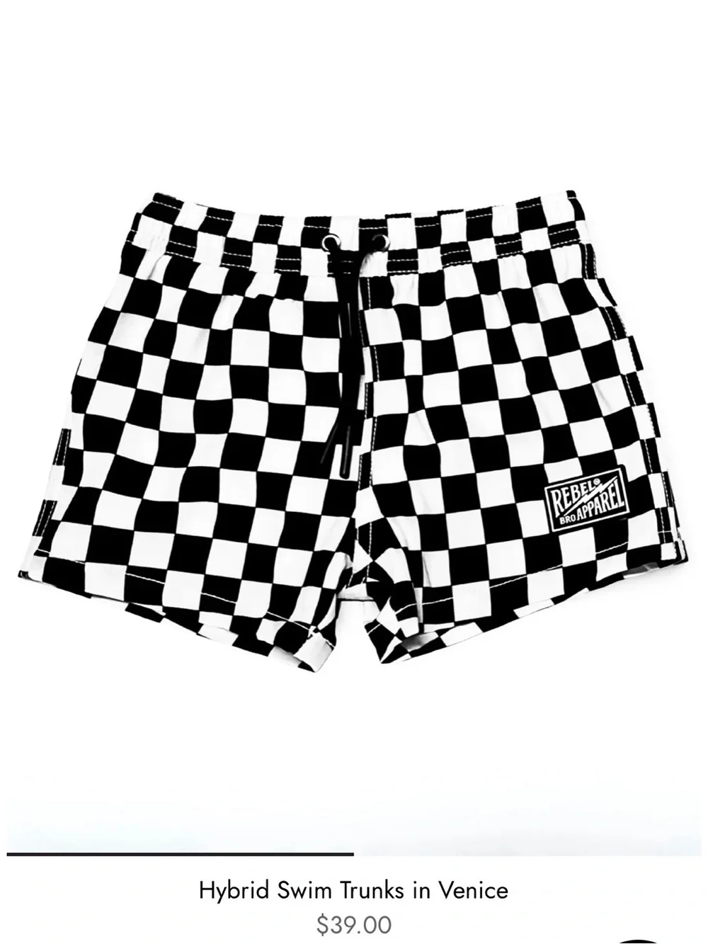 Rebel Bro Apparel Checkered Swim Trunks - Black & White 12 to 18 months