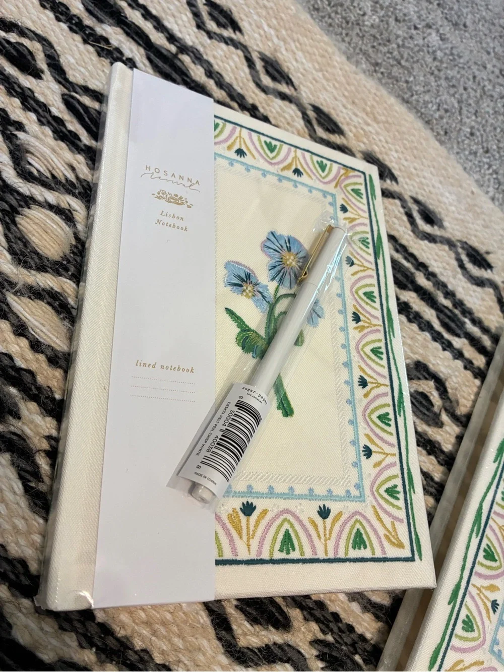 Hosanna Revival Lisbon Lined Notebook - Cream with Blue Floral. Free pen.