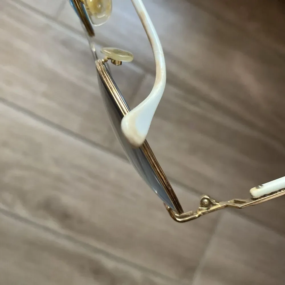 Vintage Cazal Eyeglasses Frames Gold & White Rare