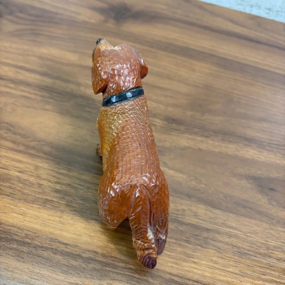 Vintage Swiss Hand Carved Wood Saint Black Forest St. Bernard Dog Figurine Keg