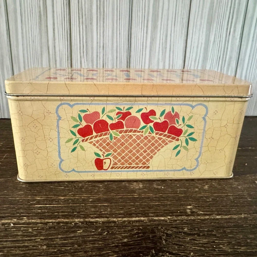 Vintage 1989 Current Inc Autumn Apples Coupon Tin Organizer Dividers Cottagecore