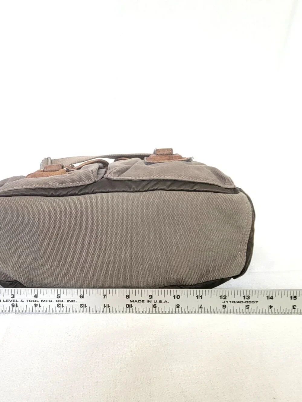 TSD Brand Earth & Style Canvas Leather Messenger Crossbody Bag Green Brown