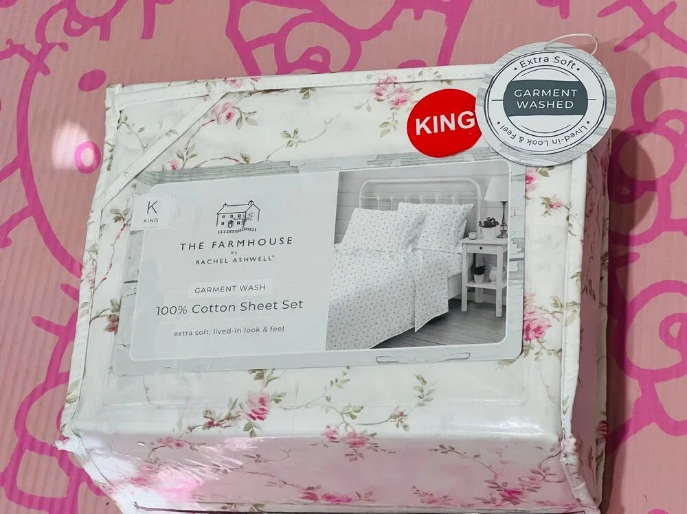 NWT❤️Rachel Ashwell The Farmhouse Shabby Chic Cotton King Sheet Set