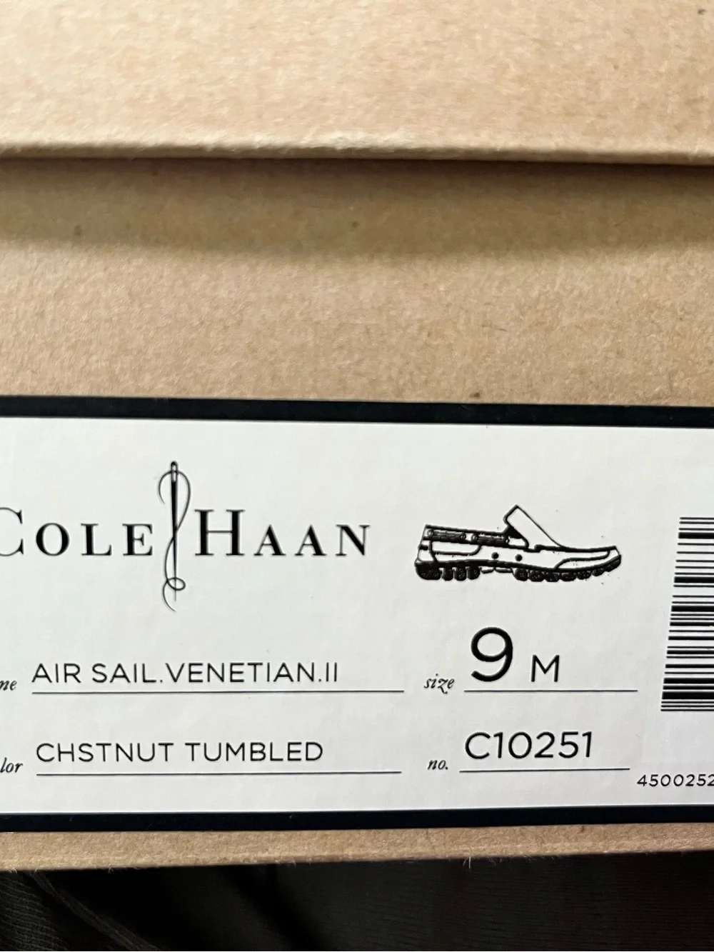 Cole Haan Air Sail Venetian II Loafers Chestnut Tumbled Leather Size 9 NIB Nike