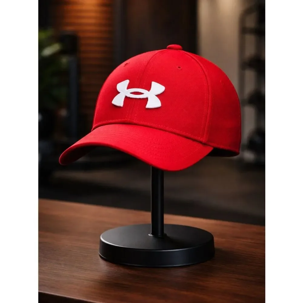 NWOT Under Armour Child Boys Red UA Logo Baseball Cap - Flex Fit Youth M/L
