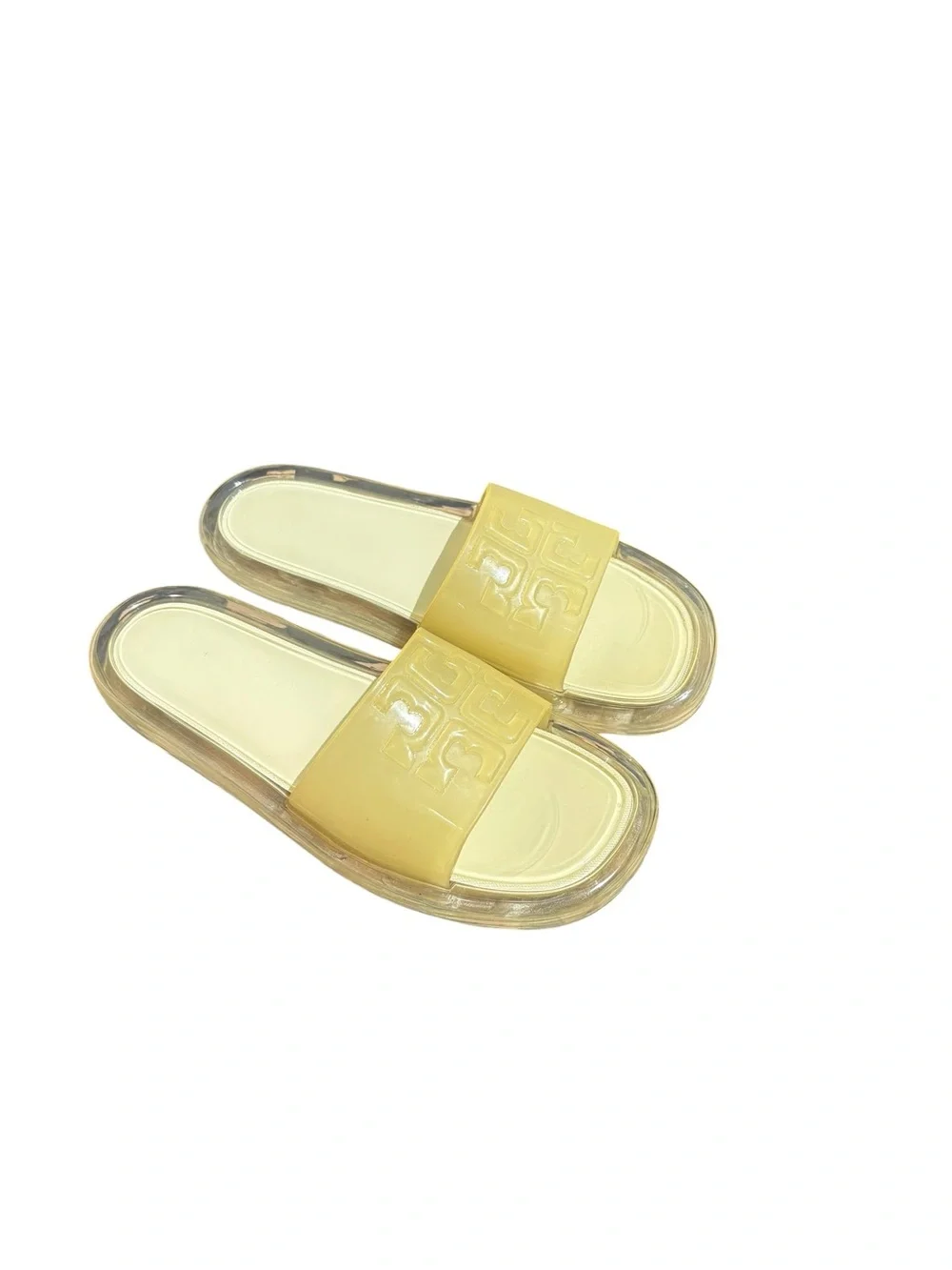 Tory Burch New Ivory Bubble Jelly Slide Sandals with Embossed Logo