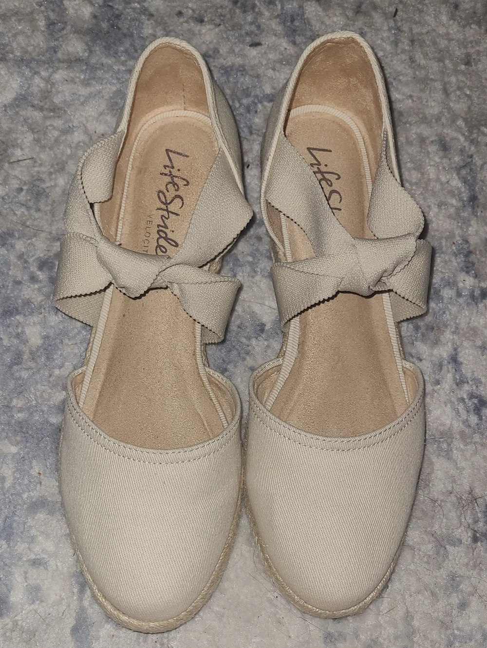 LifeStride Cream Espadrille Bow Flats