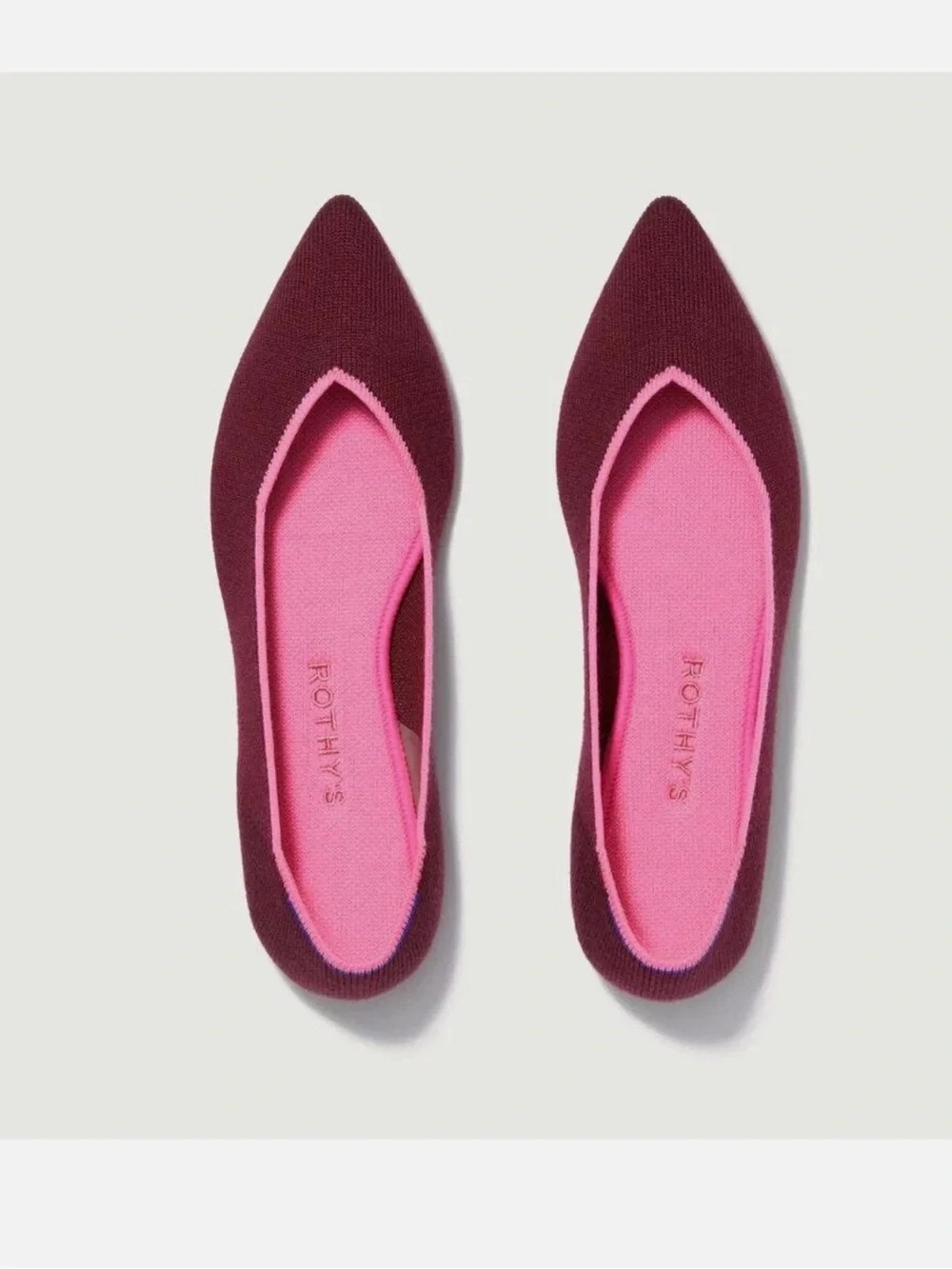 Rothy's The Point Ballet Flat Slip-On Merino Wool Currant Pink Size 9.5