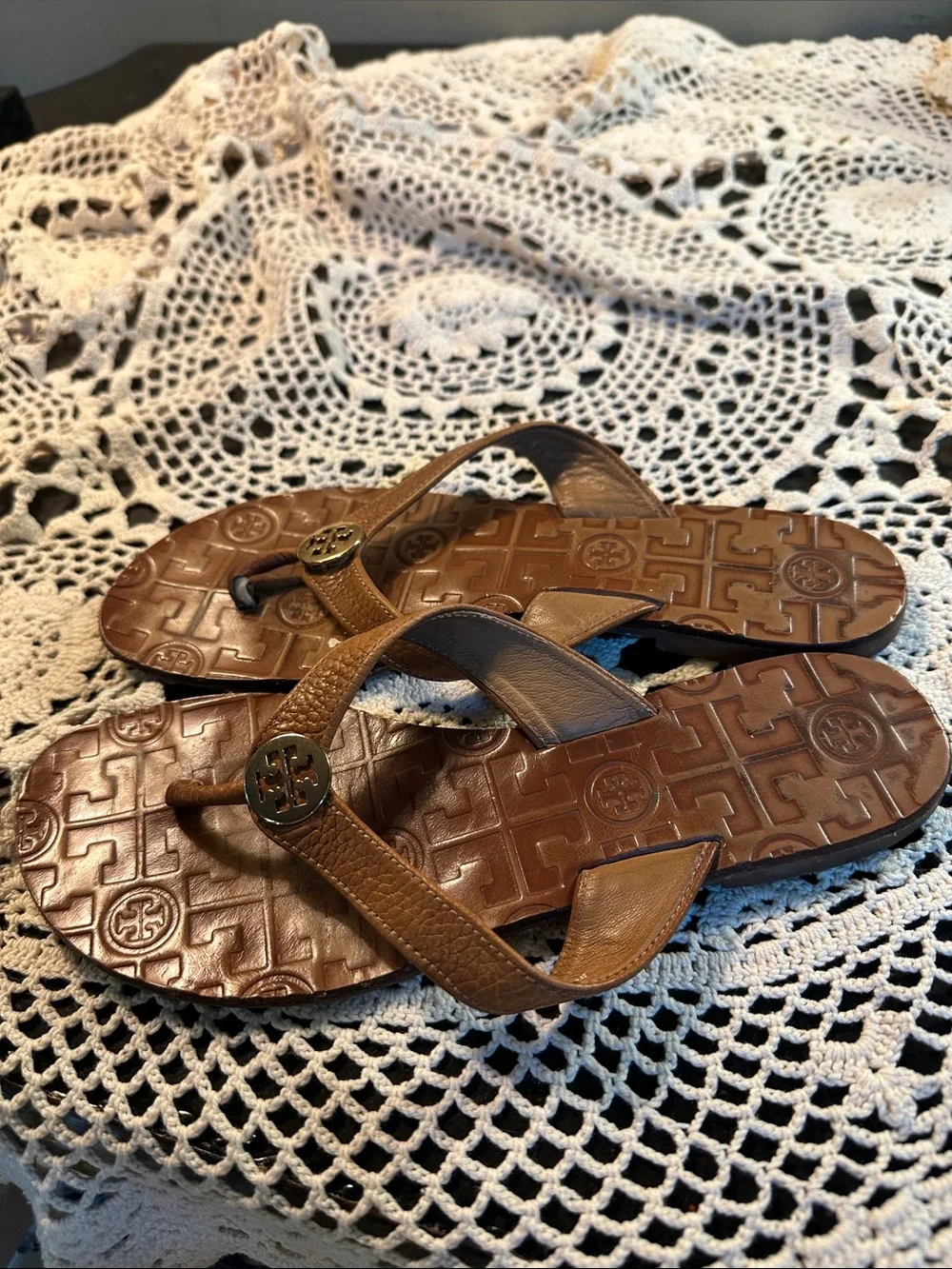 Tory Burch leather thong