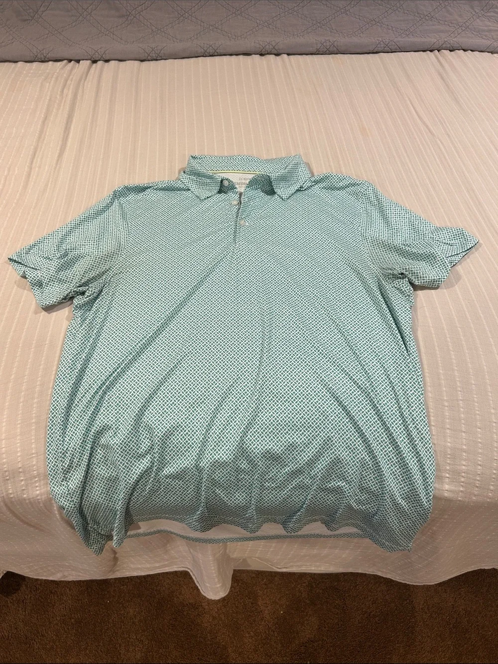 J. Crew Men's Aqua Patterned Polo