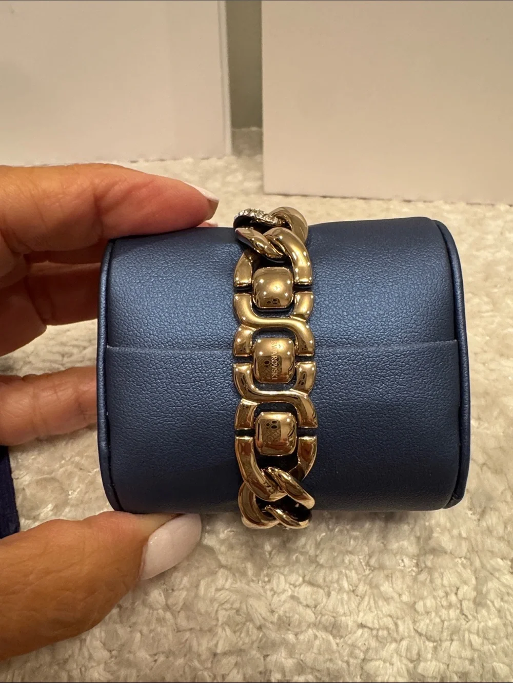 Swarovski Rose Gold Crystal Chain-Link Bracelet Watch