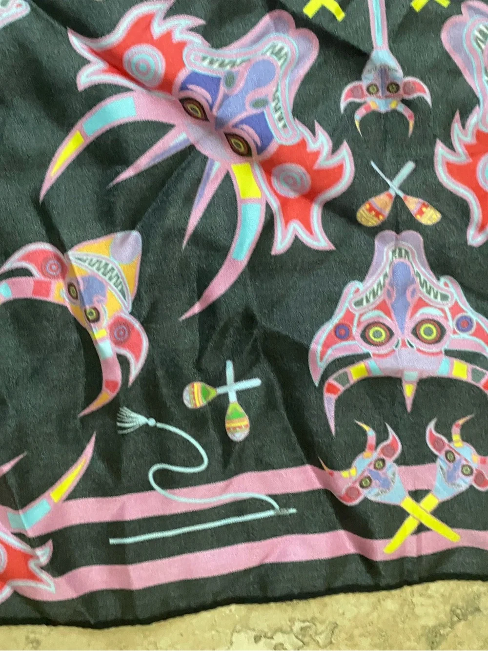 Meridiano 67º Diabladas 100% Real Silk Luxury Foulard Mythical 19” Square Scarf