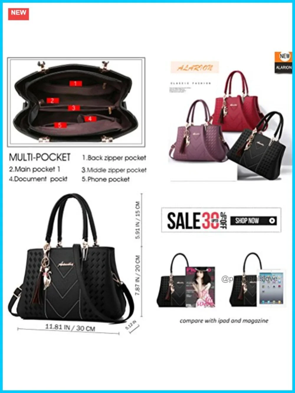 PU Leather Satchel Shoulder Bag Tote Crossbody Bag