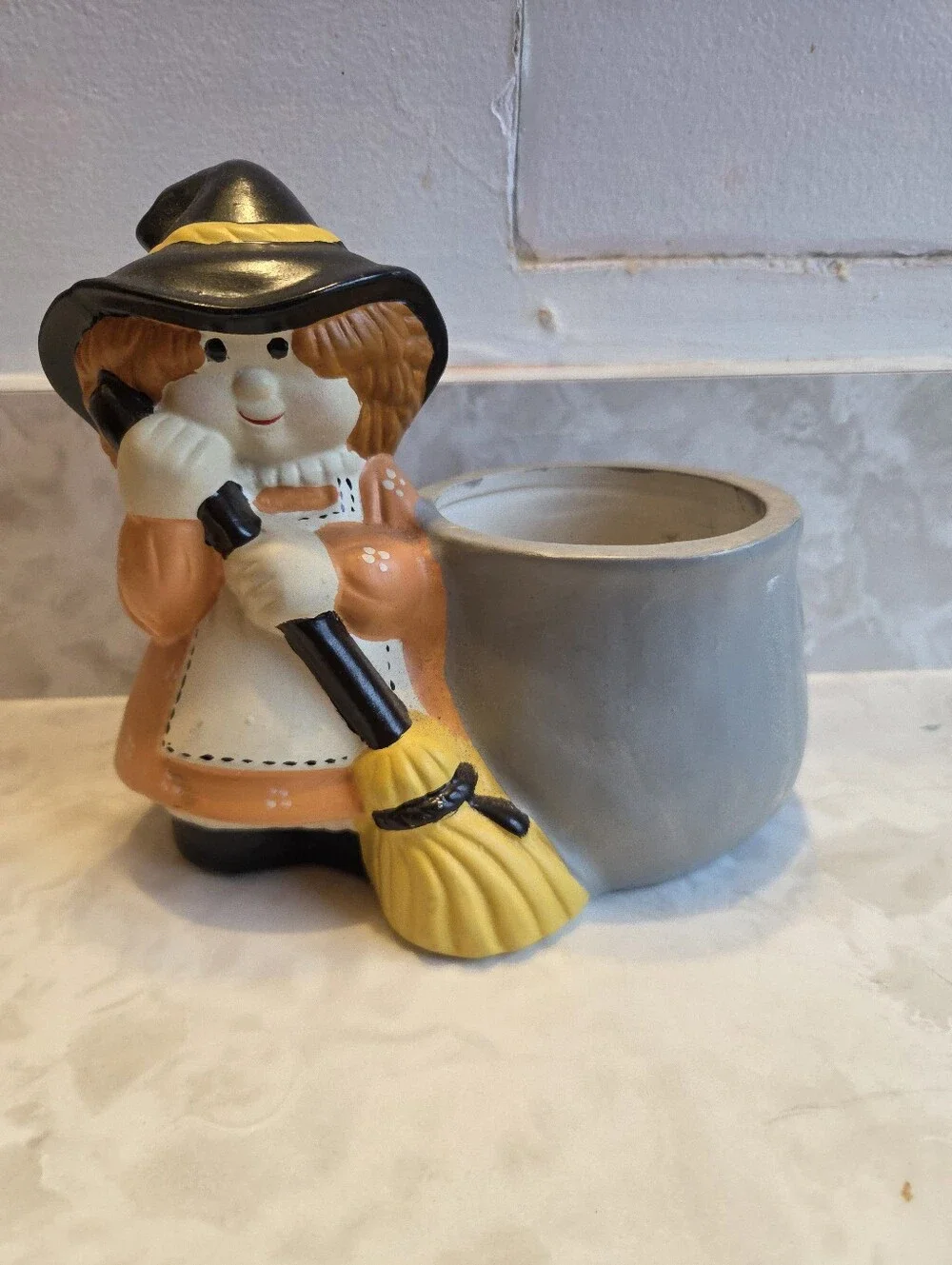 GEERLINGS Ceramic Halloween Witch Planter GRHS Vintage Holder Porch