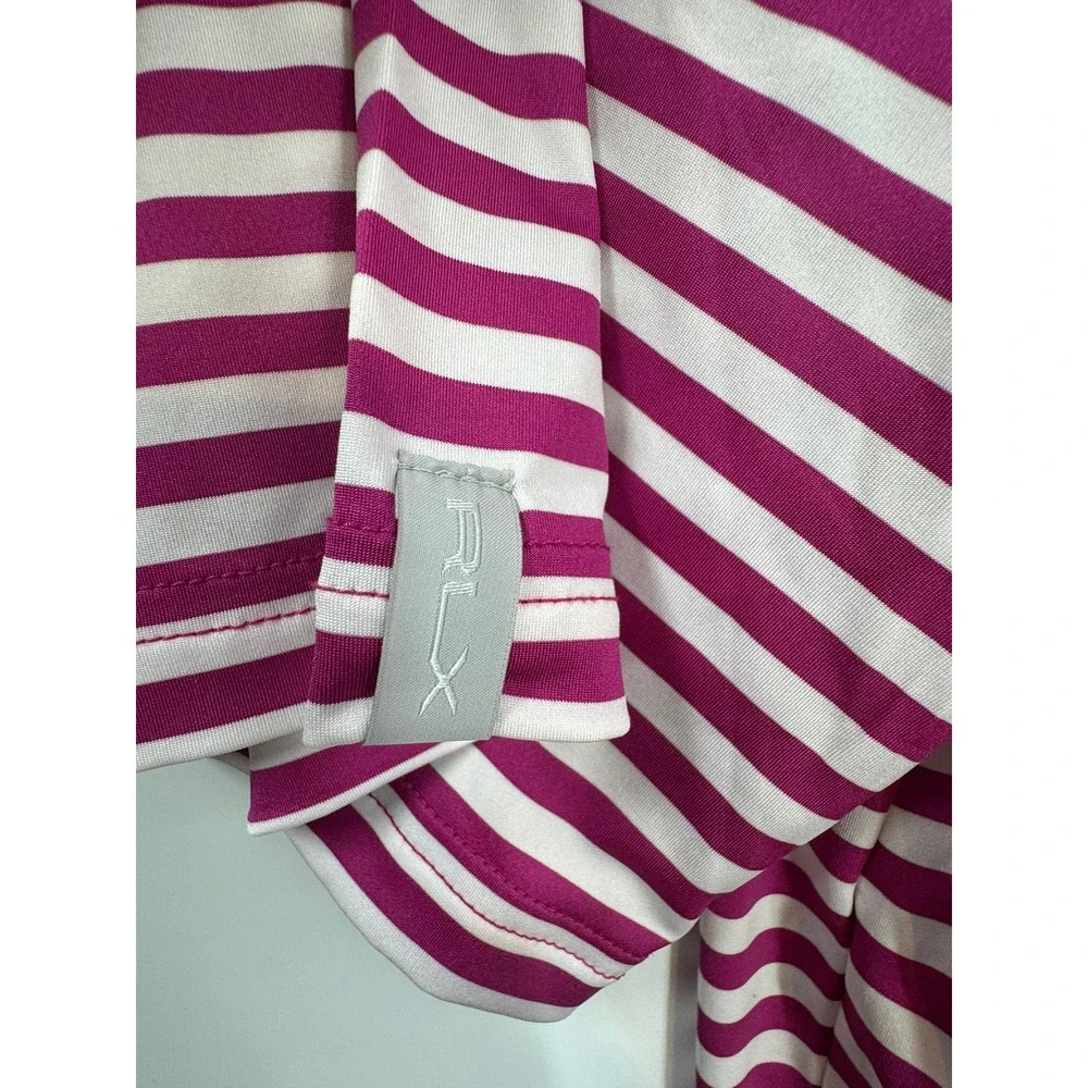 Ralph Lauren‎ RLX Golf Polo Shirt Pink White Stripe Performance Men's Small