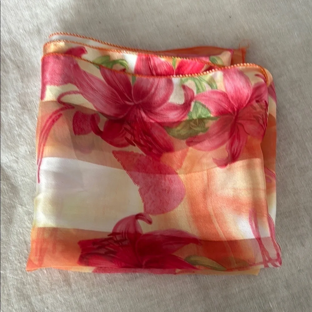Floral Silk or polyester? Scarf