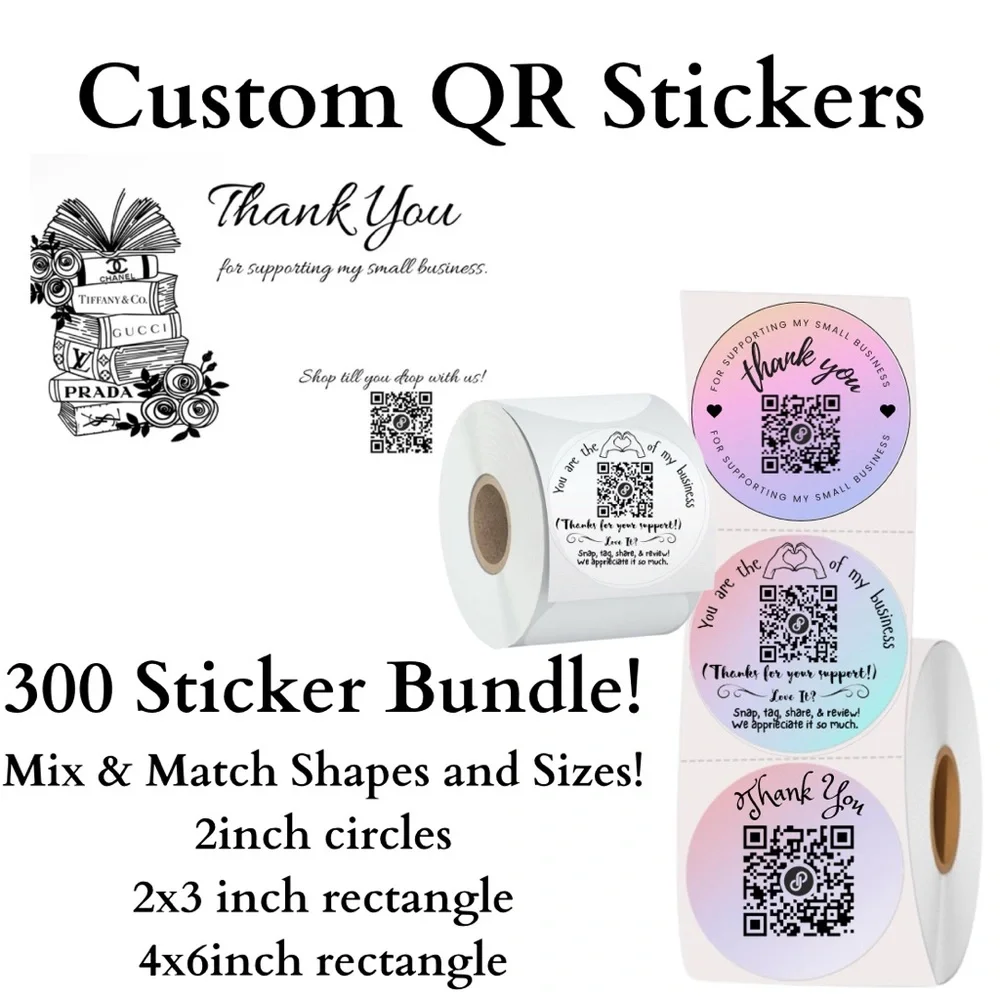 BUY NOW 300 Custom Thank You‎ QR Stickers Mix & Match
