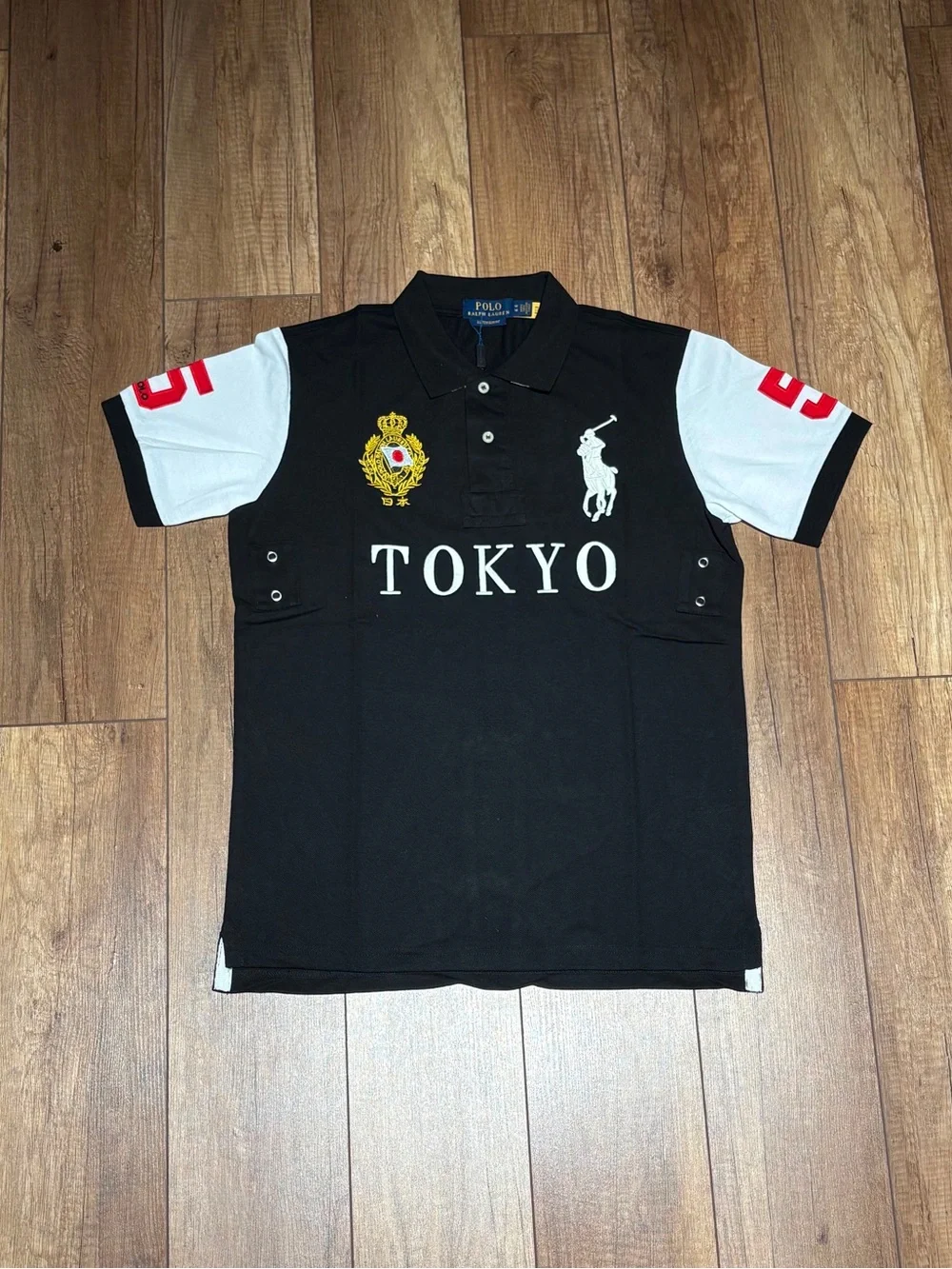 Polo Ralph Lauren Mens Black and White Slim Fit Tokyo Polo Shirt Brand New