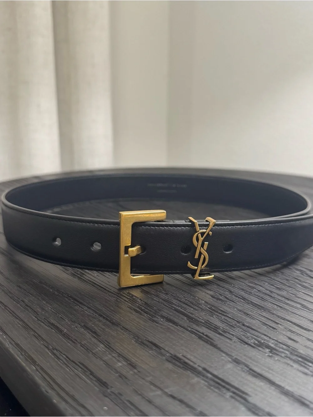 Saint Laurent YSL Cassandre Leather Belt Black 70/28