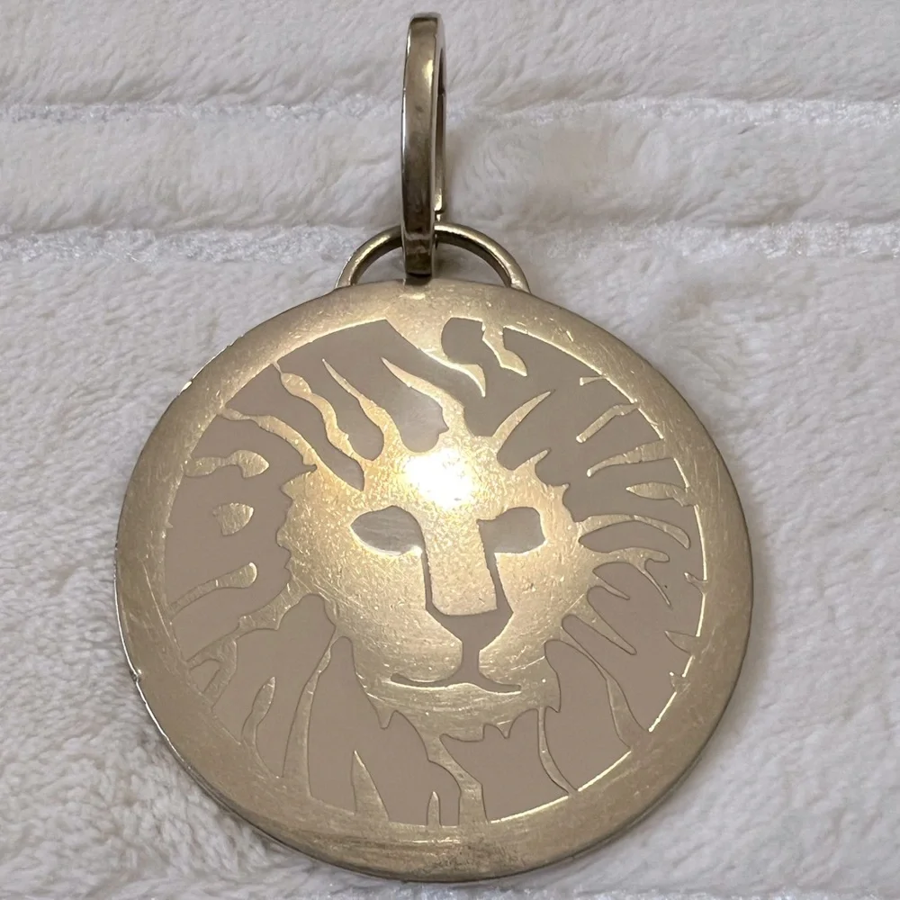 Vintage Anne Klein Medallion Lion Head Bag Key Charm / Oversized Pendant