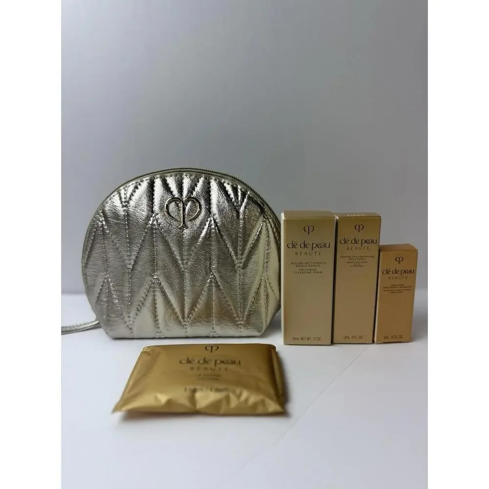 Cle De Peau Beaute Cleanse‎ Skincare Discovery Gift Set in Golden Bag 4pcs New