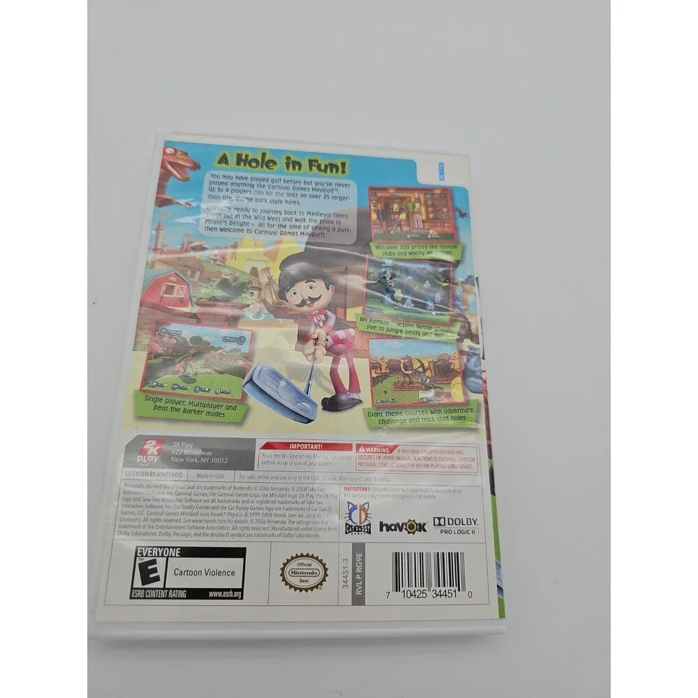 Carnival Games Mini Golf - Nintendo Wii - 2008 2K Games - Tested - Very Good
