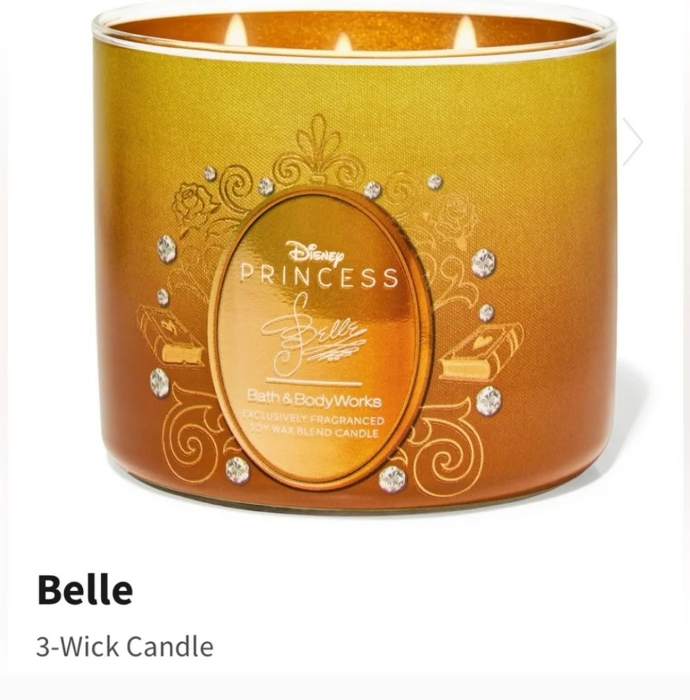 Bath & Body Works Disney Princess Belle 3-Wick Candle - Gold