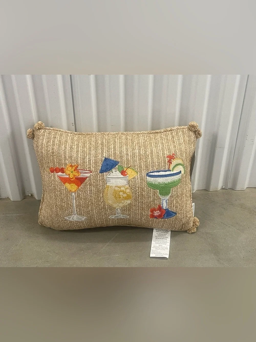 Tommy Bahama embroidered cocktails oblong indoor outdoor decorative pillow NEW