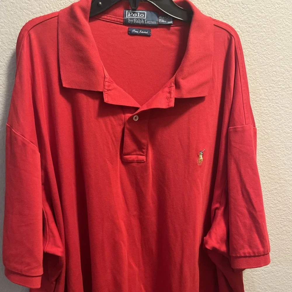 Polo Ralph Lauren Polo Shirt Men 3XB Big‎ Red Pima Interlock Flesh Pony Golf