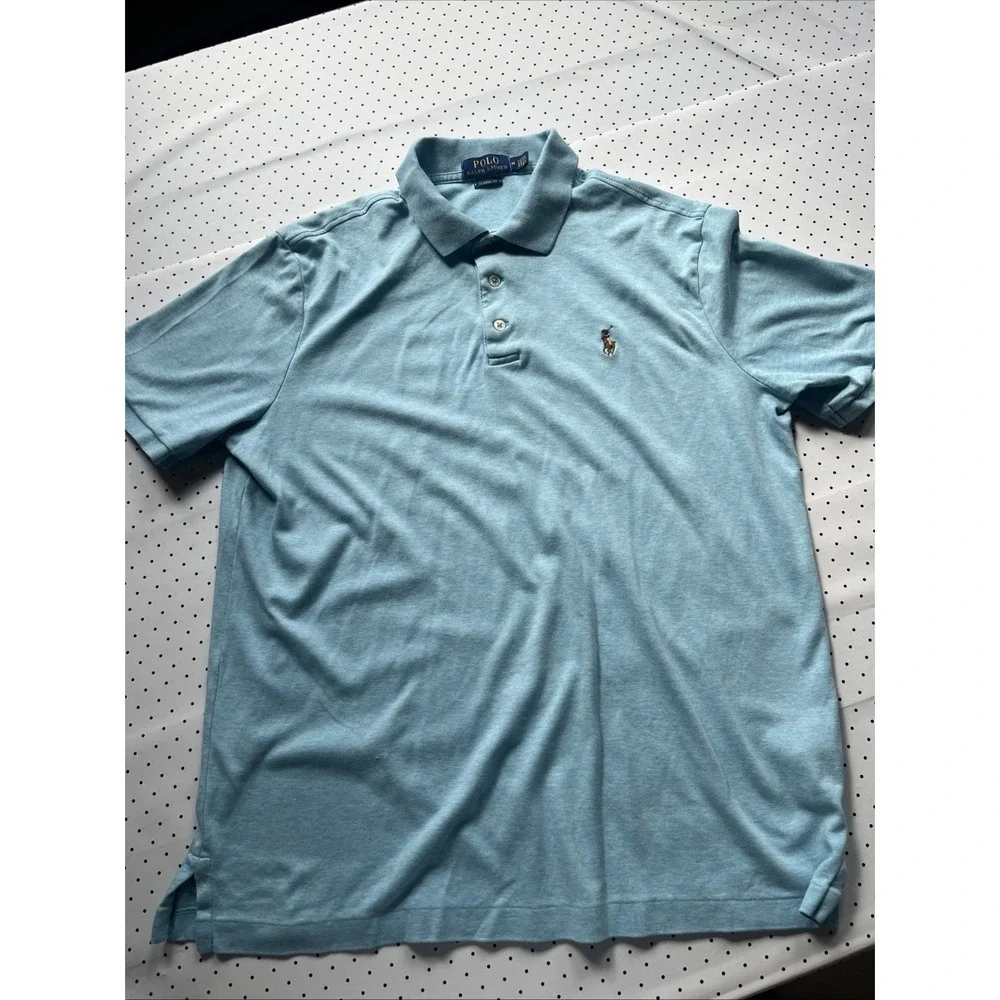 Polo Ralph Lauren Classic Fit Light Aqua Blue Pony Logo Cotton Polo Mens Medium