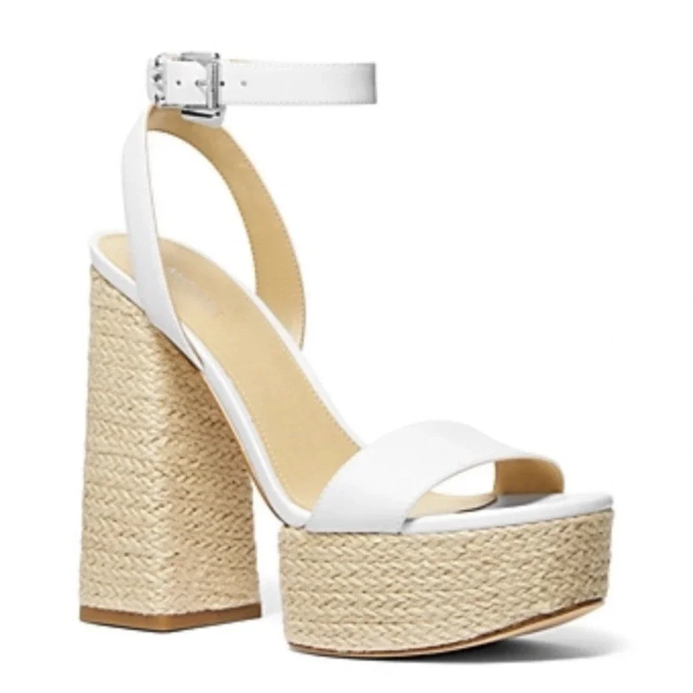 MICHAEL Michael‎ Kors Women's Ashton Ankle-Strap Espadrille White Size 10