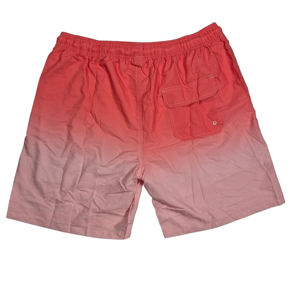 Mens Coral Pink Ombre Swim Trunks XL Beach‎ Board Shorts Vacation Pool