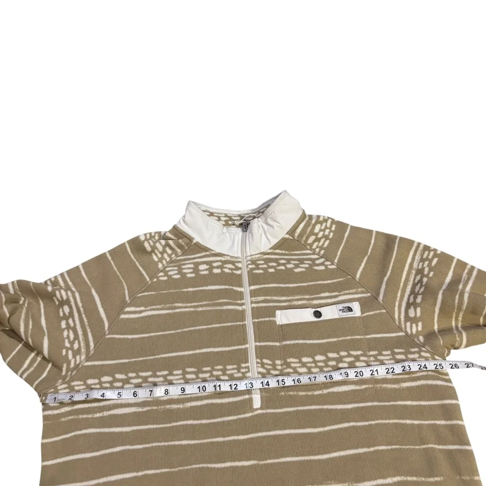 The North‎ Face Gordon Lyons Mens XL 1/4 Zip Fleece Pullover Tan White Striped