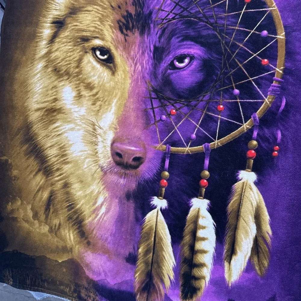 Dreamcatcher Wolf Fleece Blanket Throw Blanket 50