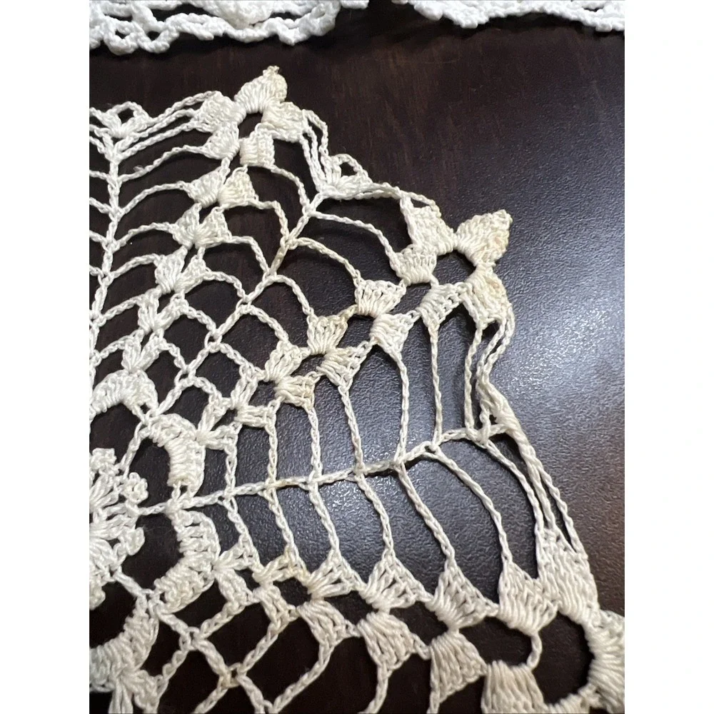 Lot of‎ 4 Vintage Hand Crochet Doilies – Ivory & Pastel Lace Set – Mixed Sizes