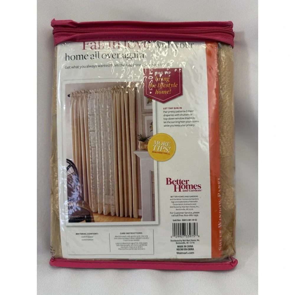 Better Homes And Gardens Curtain Tiers Gold‎ Chinoiserie 54